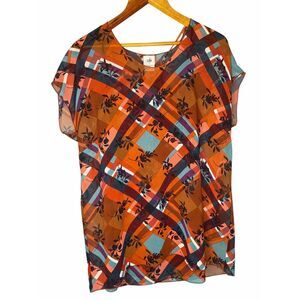 NWOT CAbi Zadie Lattice Plaid Floral Cami-Lined Loose Fit Tunic Set‎ Size small